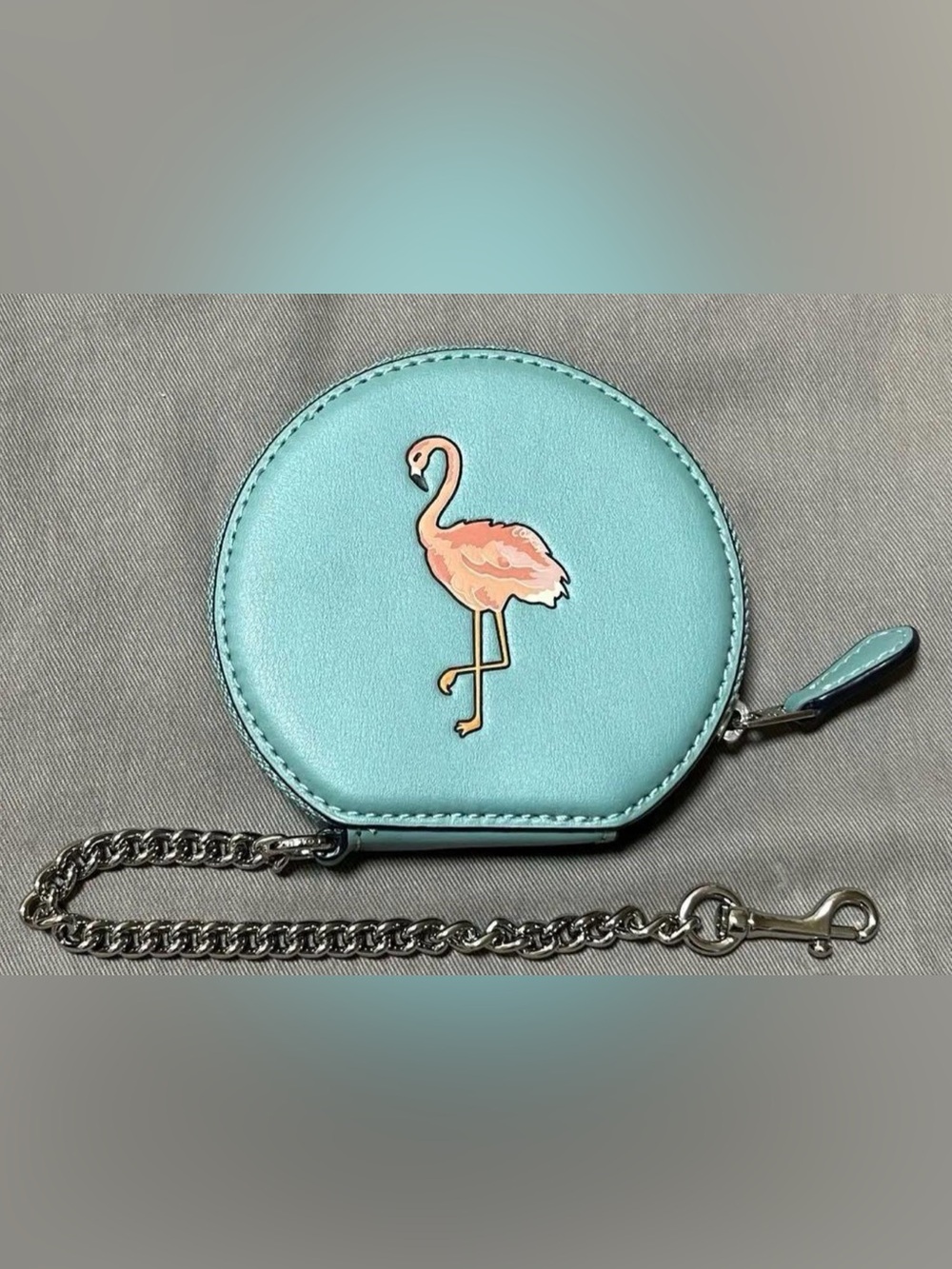 Coach Flamingo Coin Pouch w Chain Like New